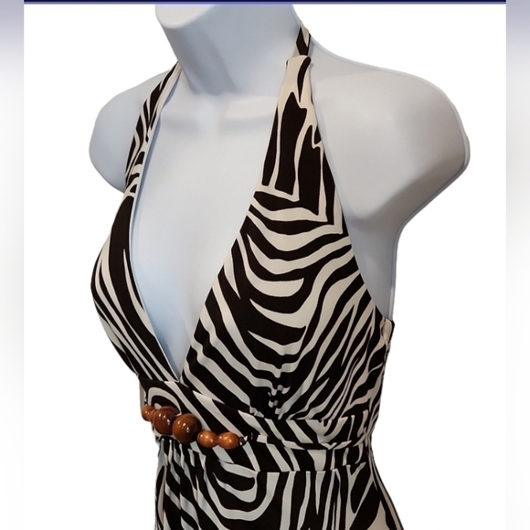 ruby Rox Zebra Print Halter Maxi Dress - Picture 3 of 6